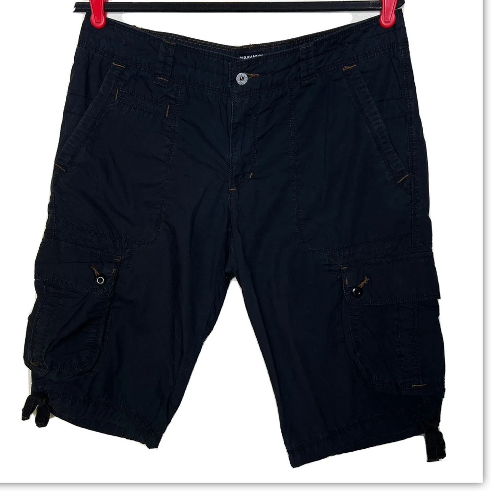 Polo Jeans Size 10 Black Cargo Capri Pants Y2K